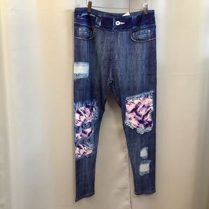 Luv21 Jeggings Women’s size  12-20 Yoga Waistband Distressed Denim Horizon